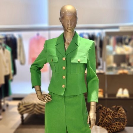 린넨 7부크롭자켓