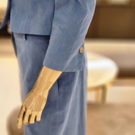 린넨 7부크롭자켓