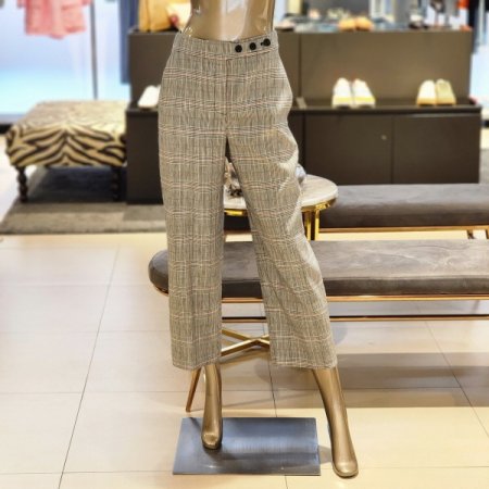 3버튼 체크린넨팬츠