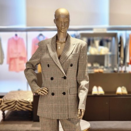 버튼디테일 잔체크린넨자켓