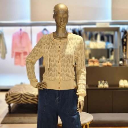 패턴 라운드넥니트가디건