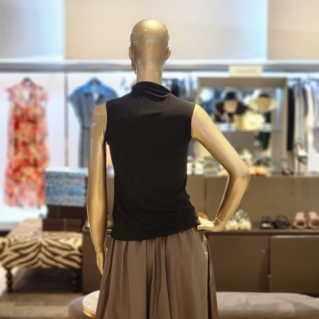 반터틀넥 민소매 스판 티셔츠