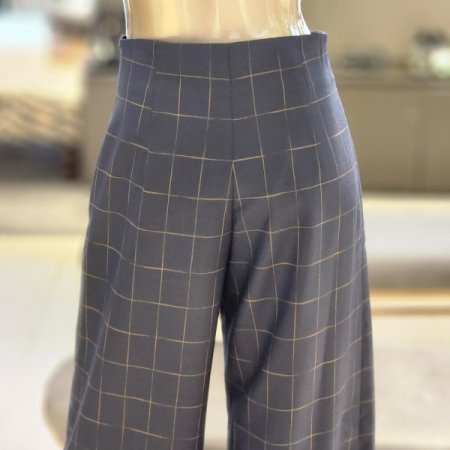 사각체크 와이드 슬랙스 팬츠