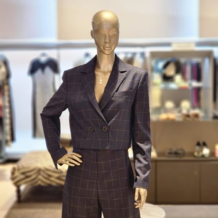 사각체크 더블버튼 숏 자켓