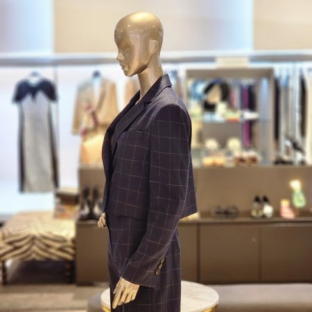 사각체크 더블버튼 숏 자켓