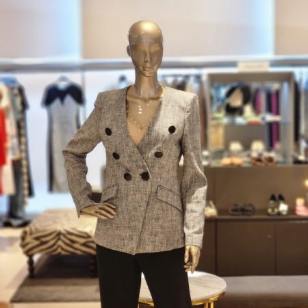 브이넥 린넨 더블버튼 재킷