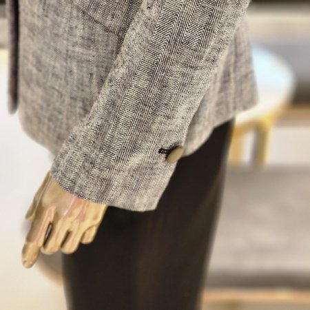 브이넥 린넨 더블버튼 재킷
