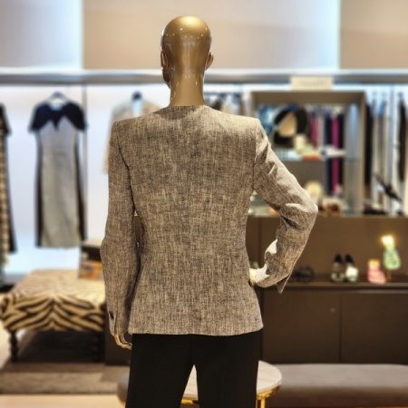 브이넥 린넨 더블버튼 재킷