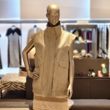 밑단밴딩 집업 페이크레더 베스트