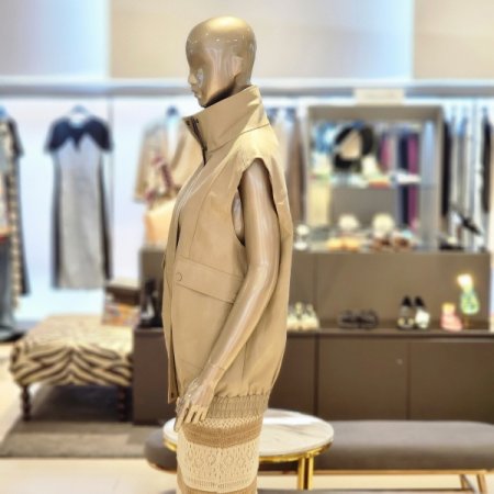 밑단밴딩 집업 페이크레더 베스트