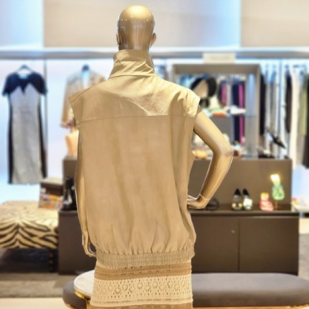 밑단밴딩 집업 페이크레더 베스트