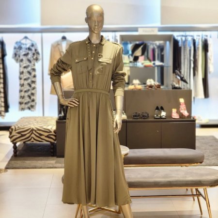 허리밴딩 벨트넥장식 롱원피스