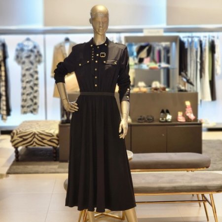 허리밴딩 벨트넥장식 롱원피스