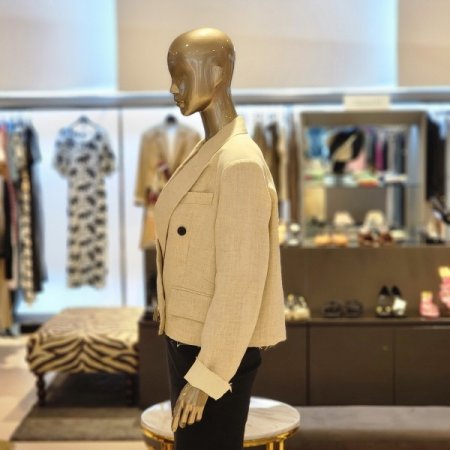 더블버튼 숏 린넨 재킷