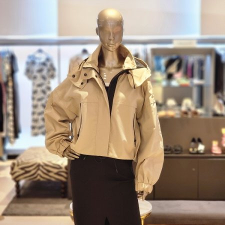 배색 후드 집업 점퍼