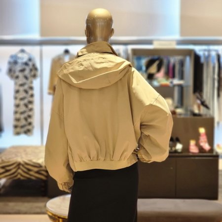 배색 후드 집업 점퍼