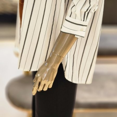 스트라이프 셔츠 니트 숄 세트