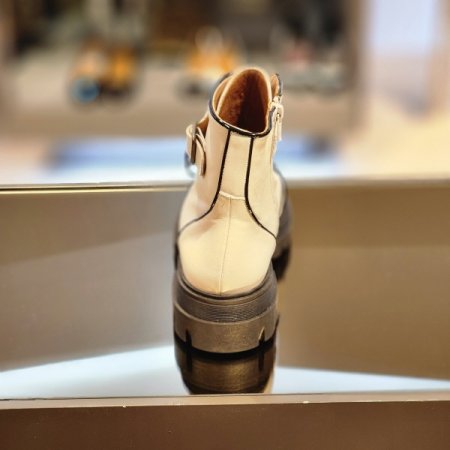 컬러배색 소가죽 앵클부츠