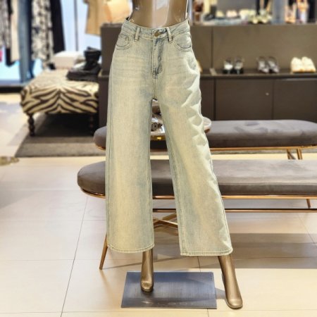 워싱 와이드 데님 팬츠