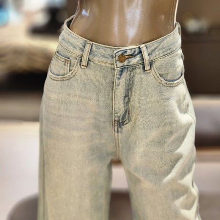 워싱 와이드 데님 팬츠