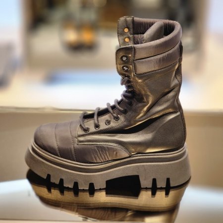 소가죽 패딩배색 청키 워커 부츠