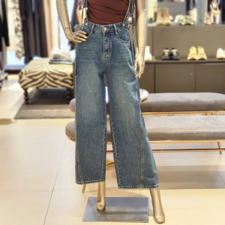 사이즈조절 서스팬더 와이드 데님팬츠