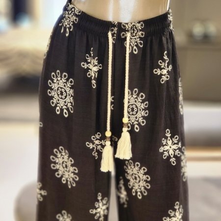 테슬 자카드와이드밴딩팬츠