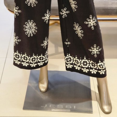 테슬 자카드와이드밴딩팬츠