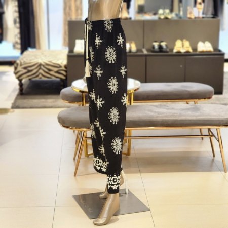 테슬 자카드와이드밴딩팬츠