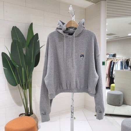 크롭밴딩 럭비베어 반집업후드 맨투맨