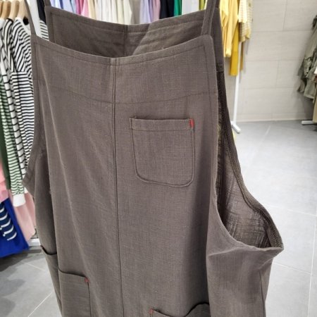 레드스티치 와이드멜빵팬츠