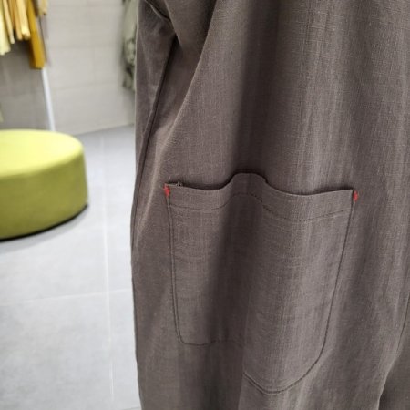 레드스티치 와이드멜빵팬츠