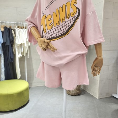 루즈핏 반팔 테니스 반바지세트