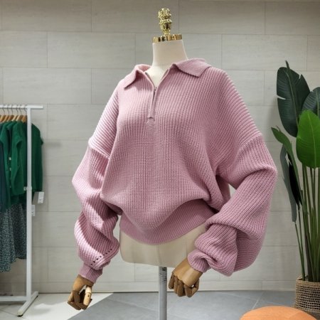 피넛카라 반집업니트