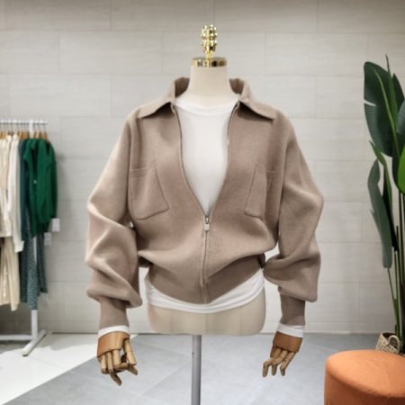 벌룬소매 카라 니트집업