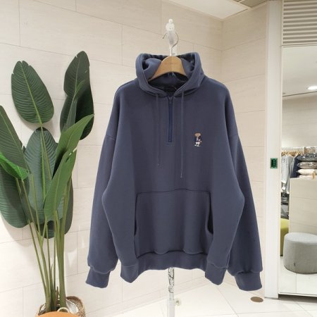 반집업 럭비베어 기모 후드맨투맨