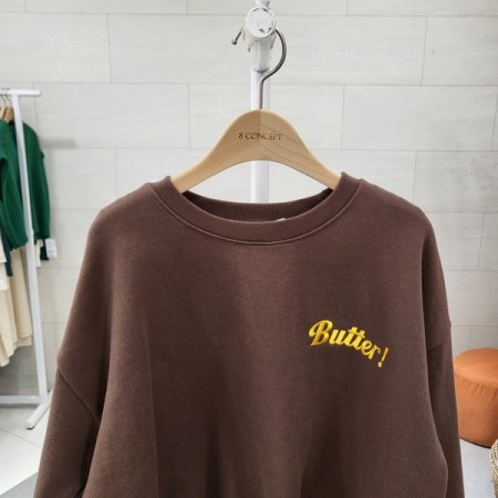 버터자수 크롭 기모맨투맨