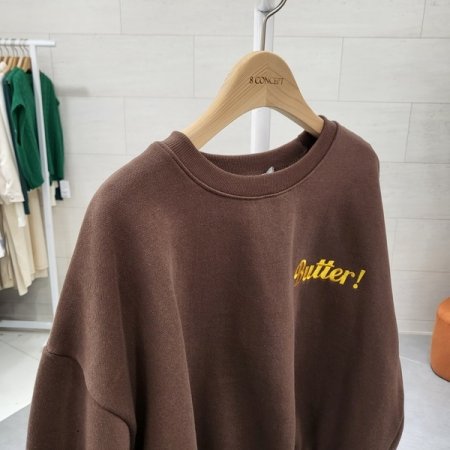 버터자수 크롭 기모맨투맨