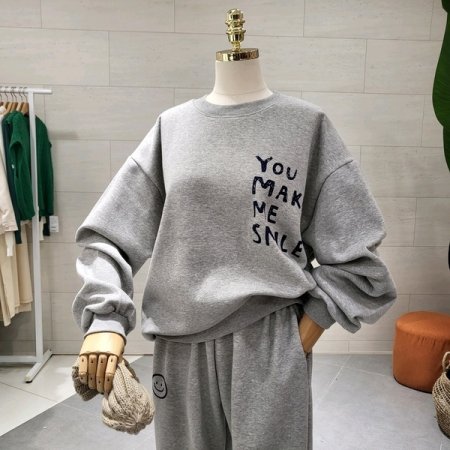 루즈핏 마일레터링 기모조거세트