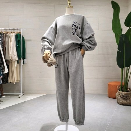 루즈핏 마일레터링 기모조거세트