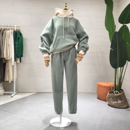 후드 소매 배색 포포세트