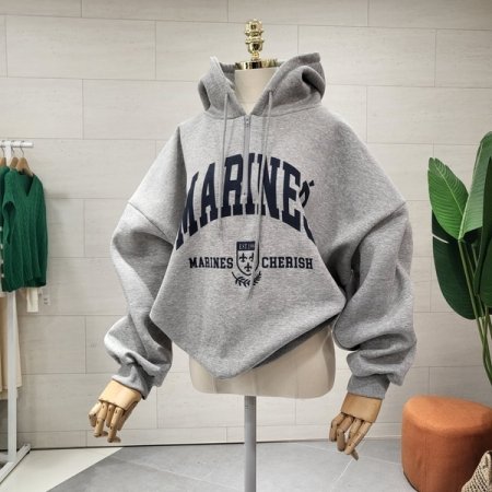 레터링 반집업 기모후드