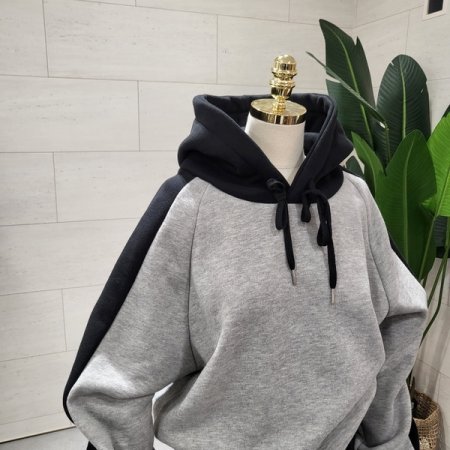 투톤 배색 기모후드 세트