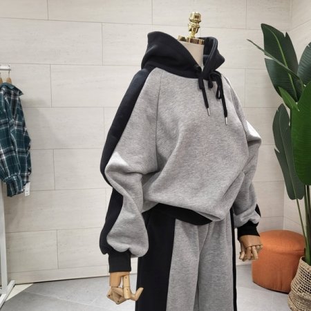 투톤 배색 기모후드 세트