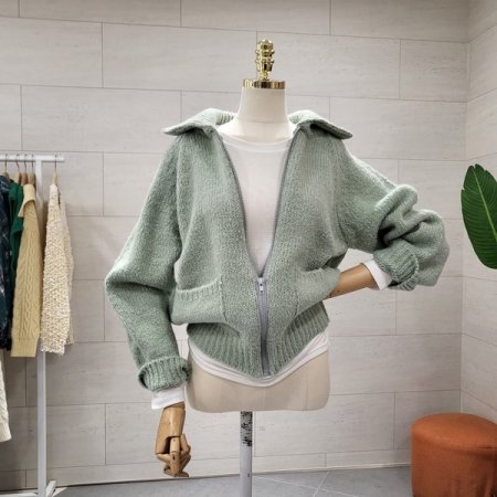 니트 포켓 집업가디건