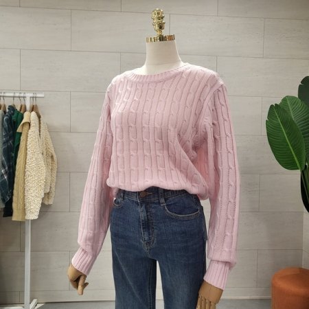 스프링 라운드 꽈니트