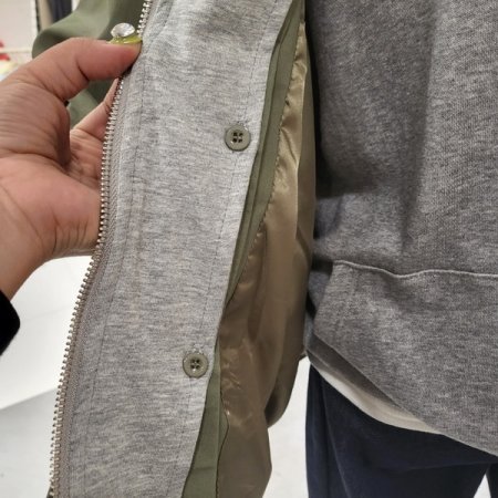 후드 레이어드 야상점퍼