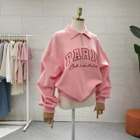 파리 지퍼카라 맨투맨