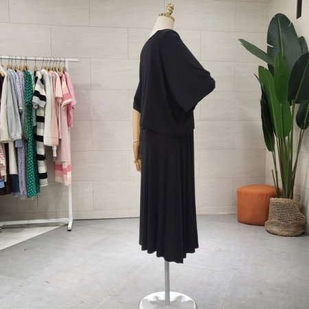 티셔츠 끈 롱원피스 세트