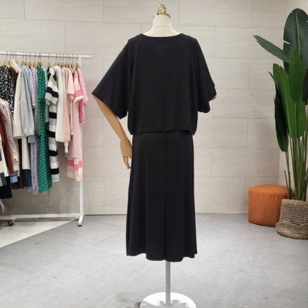 티셔츠 끈 롱원피스 세트